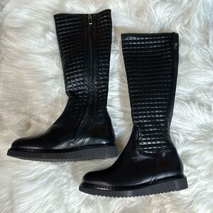 Black Quilted Heeled Boots